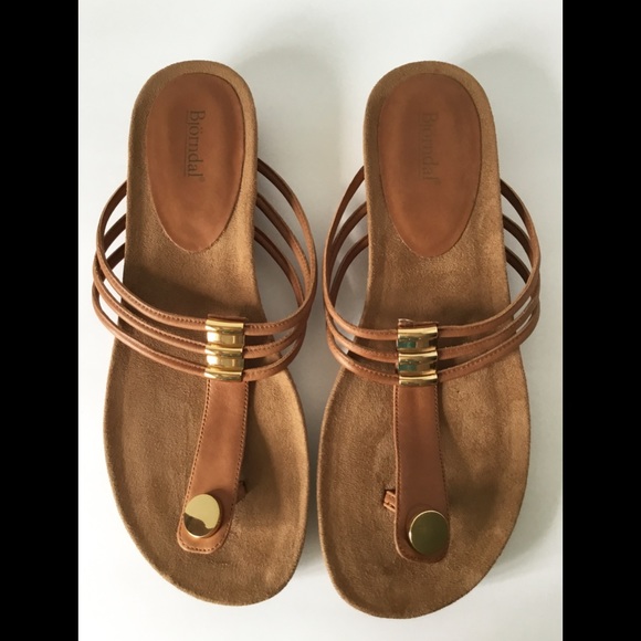 BJORNDAL Thong Sandals Flip Flops Leather Size 11 - Picture 2 of 4